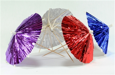 EXTRA-LARGE 7" METALLIC FOIL COCKTAIL PARASOL SKEWERS/PICKS / CASE of3600